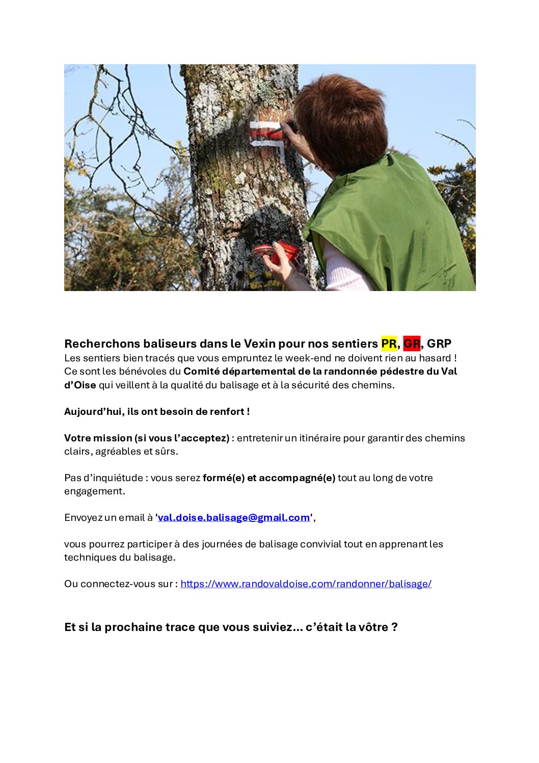 Recherchons baliseurs dans le Vexin